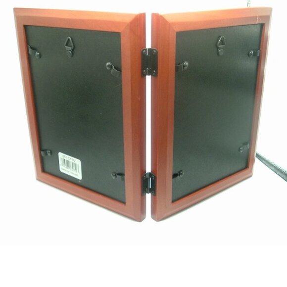 DOUBLE PICTURE Photo FRAME Hinged 5x7” WOOD - Teak or Cherry? Made in Thailand - Picture 2 of 4